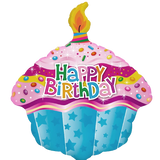 Фольгована кулька Happy Birthday-Кекс зі свічкою