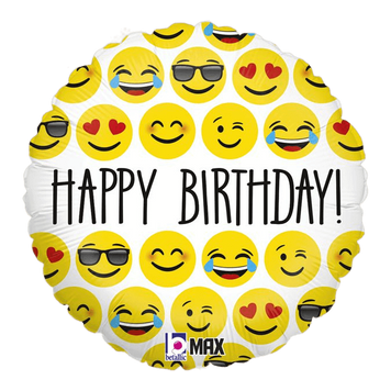 Фольгированный шар Happy Birthday emoji