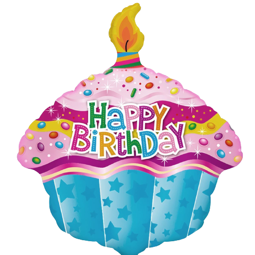 Фольгированный шар Happy Birthday -Кекс со свечкой 1207-2909 фото