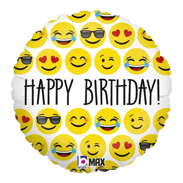 Фольгована кулька Happy Birthday emoji 3202-0313 фото