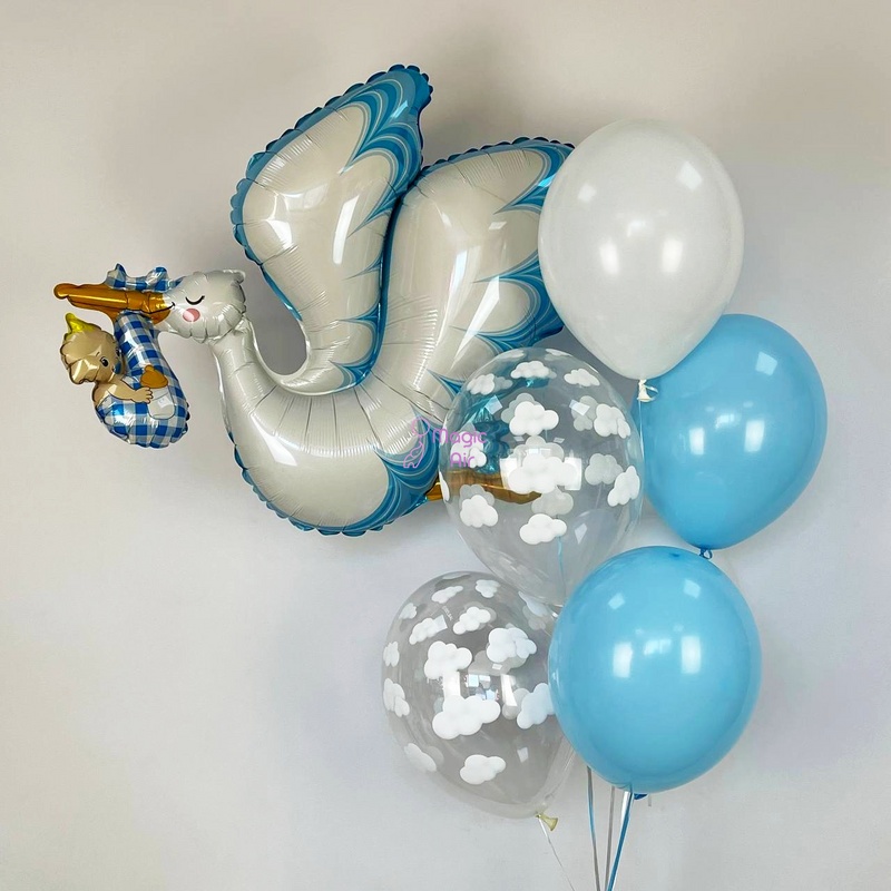 Набір кульок на виписку Лелека з малюком buket - 0072 фото