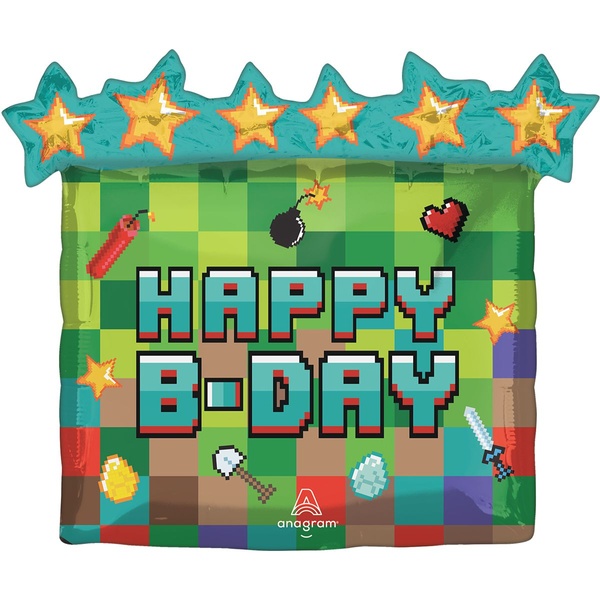 Фольгированный шар Happy Birthday- вечеринка майнкрафт 3207-3608 фото