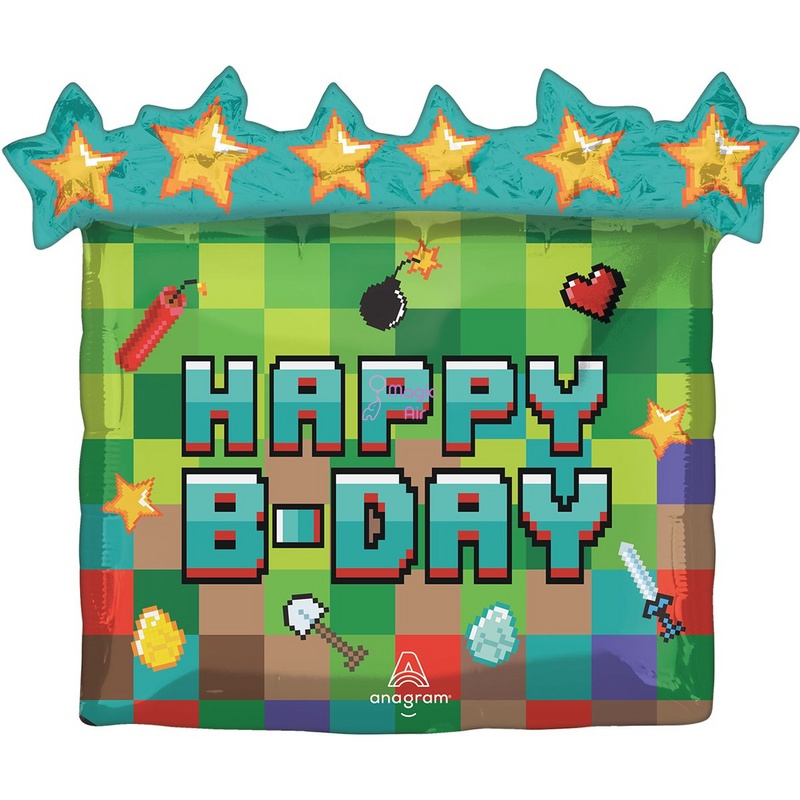 Фольгована кулька Happy Birthday- вечірка майнкрафт 3207-3608 фото