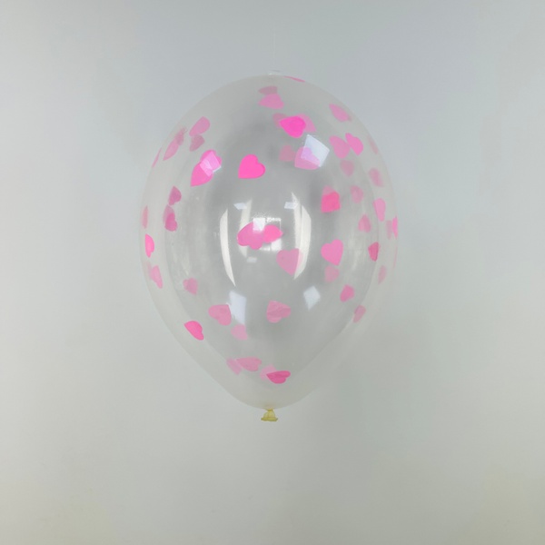 Гелієва кулька з конфетті Рожеві серця 7455-015 фото